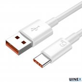 Winex 6A 100W UsbA to Type-C Hızlı Data ve Şarj Kablosu Beyaz - 3