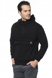 Erkek Kapüşonlu Kanguru Cepli Kot Sweatshirt - 2