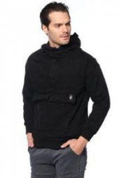 Erkek Kapüşonlu Kanguru Cepli Kot Sweatshirt - 7