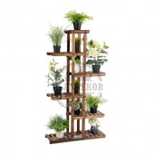 Eskitme Ceviz Rengi Ahşap Dekoratif Çiçeklik Saksılık Balkon Bahçe Standı - 1