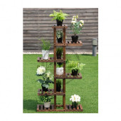 Eskitme Ceviz Rengi Ahşap Dekoratif Çiçeklik Saksılık Balkon Bahçe Standı - 3