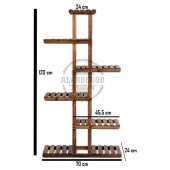 Eskitme Ceviz Rengi Ahşap Dekoratif Çiçeklik Saksılık Balkon Bahçe Standı - 4