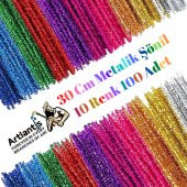 Metalik Şönil Renkli 30 Cm 100lü 1 Paket Artlantis 30 Cm Renkli Metalik Tüylü Tel 100 lü 1 Paket - 2