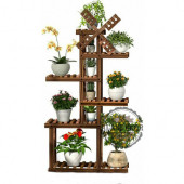 Eskitme Ahşap Dekoratif Çiçeklik Saksılık Balkon Bahçe Standı - 1