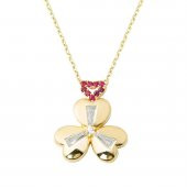 3 Kalpli Baget Taşlı Altın Kolye thumbnail 1