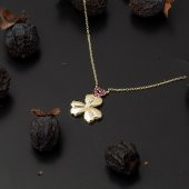 3 Kalpli Baget Taşlı Altın Kolye thumbnail 4