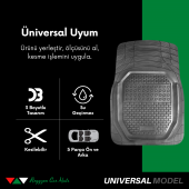 Reyyzen Dacia Logan Paspas Üniversal Oto Paspas 3D Havuzlu Kesilebilir Siyah 2004-2012 - 4