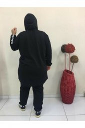 Kadın Büyük Beden Salaş Eşofman Takımı Siyah - 2