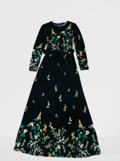 Kadın Çiçek Elbise Lacivert - 1