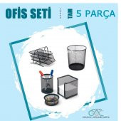 Gen-Of 5 Parça Ofis Seti Çöp Kovası + Metal Evrak Rafı+Masa Seti 3lü - 2