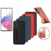 Samsung Galaxy A73 Kılıf Silikon El Standlı Mıknatıslı+cam Ekran Koruyucu - 1