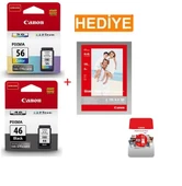 Canon Pg 46 / Cl 56 Pixma E404/E414/E464/E484 Siyah Renkli Set thumbnail 2