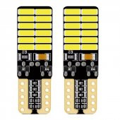 Beyaz Renk 24 Ledli 2 Adet T10 Dipsiz Led Ampul Park Ampulü Yüksek Işık Güçlü CANBUSLÜ - 1