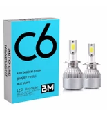 Buz Mavi C6 LED XENON 2 Adet 9006 Led Xenon 48W 6900LM 8000K Far Ampülü İ seri C6- BM - thumbnail 1