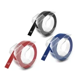 Dymo 3D Kabartma Şerit Siyah/Mavi/Kırmızı 3 Lü Paket 9 MM x 3 M - 1