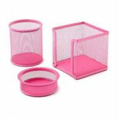 3 LÜ KALEMLİK SETİ METAL PEMBE PERFORE +KÜP NOT KAĞIDI thumbnail 2