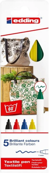 EDDİNG E-4600 KUMAŞ BOYAMA TEKSTİL KALEMİ 5Lİ KUTU ÜCRETSİZ KARG thumbnail 1