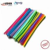 25 Adet Eğitici Şönil Seti - Renkli Tüylü Peluş Tel Çubuklar - 1