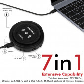 Promate CenterHub Type-C Hub Çoklayıcı Dönüştürücü İstasyon Adaptör 11 in 1 Arada 87w Wireless Telefon Şarjlı - 3
