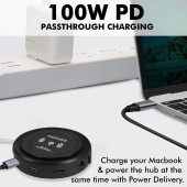 Promate CenterHub Type-C Hub Çoklayıcı Dönüştürücü İstasyon Adaptör 11 in 1 Arada 87w Wireless Telefon Şarjlı - 7