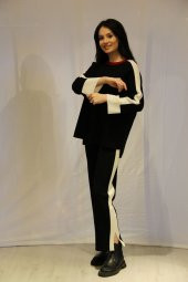 Kadın Siyah Bluz Pantolon Triko Takım - 3