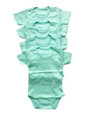 Bebek 4'lü Yarım Kollu Çıtçıtlı %100 Pamuklu Body Zıbın-Su yeşili - 1