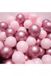 Beysüs Krom Pembe Ve Mat (pastel) Pembe Renk 15 Li Balon - 1