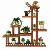 Eskitme Saksı Çiçeklik Saksılık Ahşap Çok Katlı Dekoratif Saksı Standı - 1