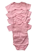 Bebek 4'lü Yarım Kollu Çıtçıtlı %100 Pamuklu Body Zıbın-Pembe - 1