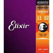 Elixir 16027 Nanoweb Phosphor Bronze Akustik Gitar Teli (11-52) - 1