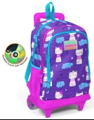 Coral High Kedi Baskılı Baskılı Çekçek Okul Çantası - Işıklı Tekerlekler - 1