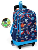 Coral High Astronot ve Uzay Baskılı Çekçek Okul Çantası - Işıklı Tekerlekler thumbnail 1