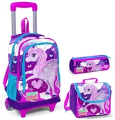 Coral High Pembe Unicorn Kız Çocuk Çekçek Çanta Seti - Işıklı Tekerlekler - 1