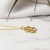 14 Ayar Altın Kalp Yonca Kolye thumbnail 5