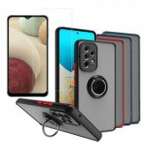 Smody Samsung Galaxy A23 Kılıf Silikon Montreal Yüzüklü Standlı + Temperli Cam - 1