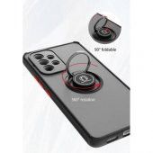 Smody Samsung Galaxy A23 Kılıf Silikon Montreal Yüzüklü Standlı + Temperli Cam - 3