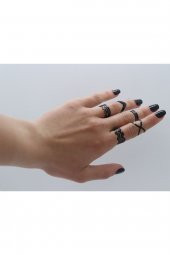 5li Siyah Eklem Yüzük Seti - 1
