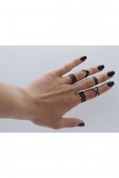 5li Siyah Eklem Yüzük Seti - 2