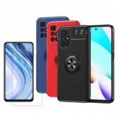 Xiaomi Redmi 10 Kılıf Silikon Ravel Yüzüklü Standlı Kamera Korumalı + Cam - 1