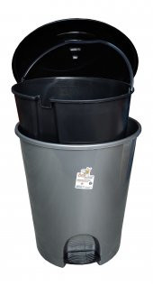 Plastik Pedallı Basmalı Açılır Kapak Çöp Kutusu Kovası / 12 Litre / Gri / 27 x 30 x 33 Cm. - 2