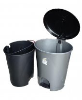 Plastik Pedallı Basmalı Açılır Kapak Çöp Kutusu Kovası / 12 Litre / Gri / 27 x 30 x 33 Cm. - 3