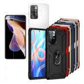 Xiaomi Redmi 10 Kılıf Vega Yüzüklü Standlı + Cam - 1
