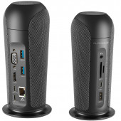 Promate AlphaHub USB Hub İstasyon + 5 Watt Bluetooth Hoparlör Type-c 87w 1gbps, Aux 3 Usb Sd/micro Sd 4k Hdmı, Vga - 1