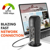 Promate AlphaHub USB Hub İstasyon + 5 Watt Bluetooth Hoparlör Type-c 87w 1gbps, Aux 3 Usb Sd/micro Sd 4k Hdmı, Vga - 5