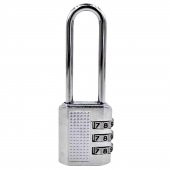 Şifreli Asma Kilit 38mm Uzun Dolap Çekmece Çanta Kilidi Asker Okul Kilit Gümüş Renk 9.5 Cm Uzunluk - 1