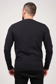 Erkek Sıfır Yaka Uzun Kol Basic T-Shirt Lacivert - 3