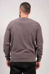 Erkek Sıfır Yaka Sweatshirt Füme - 3