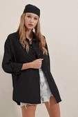 Kadın Oversize Gömlek Siyah - 4
