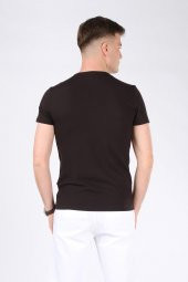 Erkek Sıfır Yaka Petek Dokuma T-Shirt Siyah - 3