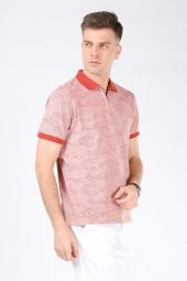 Erkek Fermuarlı Polo Yaka T-Shirt Kiremit - 1